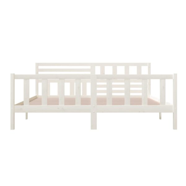 Estrutura de cama 200x200 cm madeira maciça branco - Image 4
