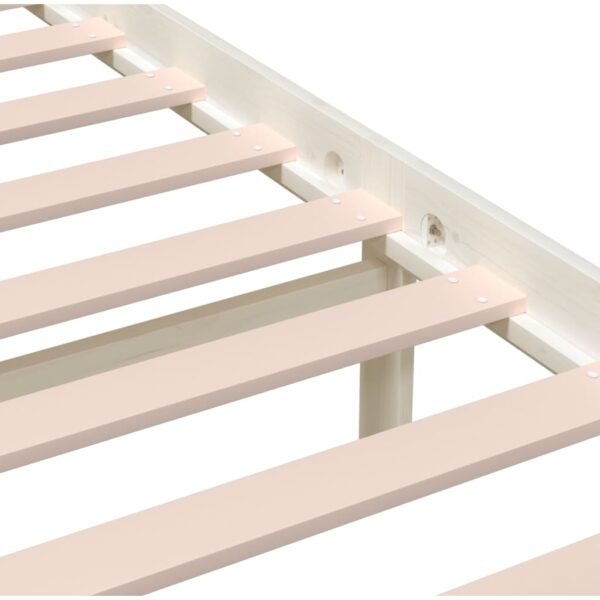 Estrutura de cama 200x200 cm madeira maciça branco - Image 6