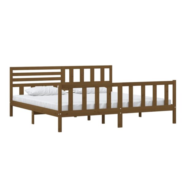 Estrutura de cama 200x200 cm madeira maciça castanho mel - Image 2