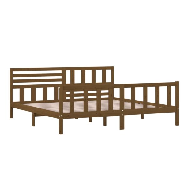 Estrutura de cama 200x200 cm madeira maciça castanho mel - Image 3