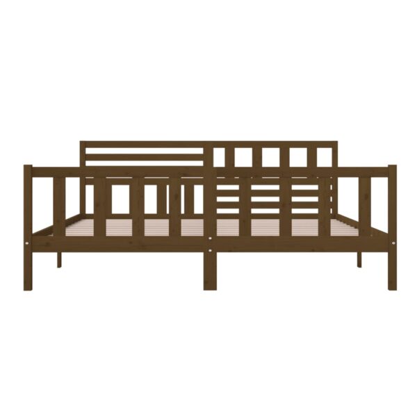 Estrutura de cama 200x200 cm madeira maciça castanho mel - Image 4