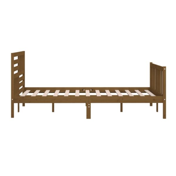 Estrutura de cama 200x200 cm madeira maciça castanho mel - Image 5