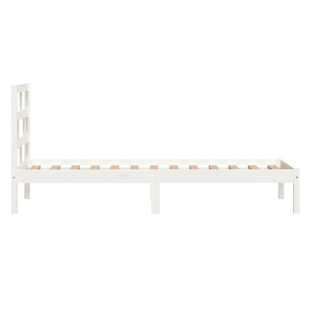 Estrutura cama pequena solteiro 75x190 cm madeira maciça branco - Image 4