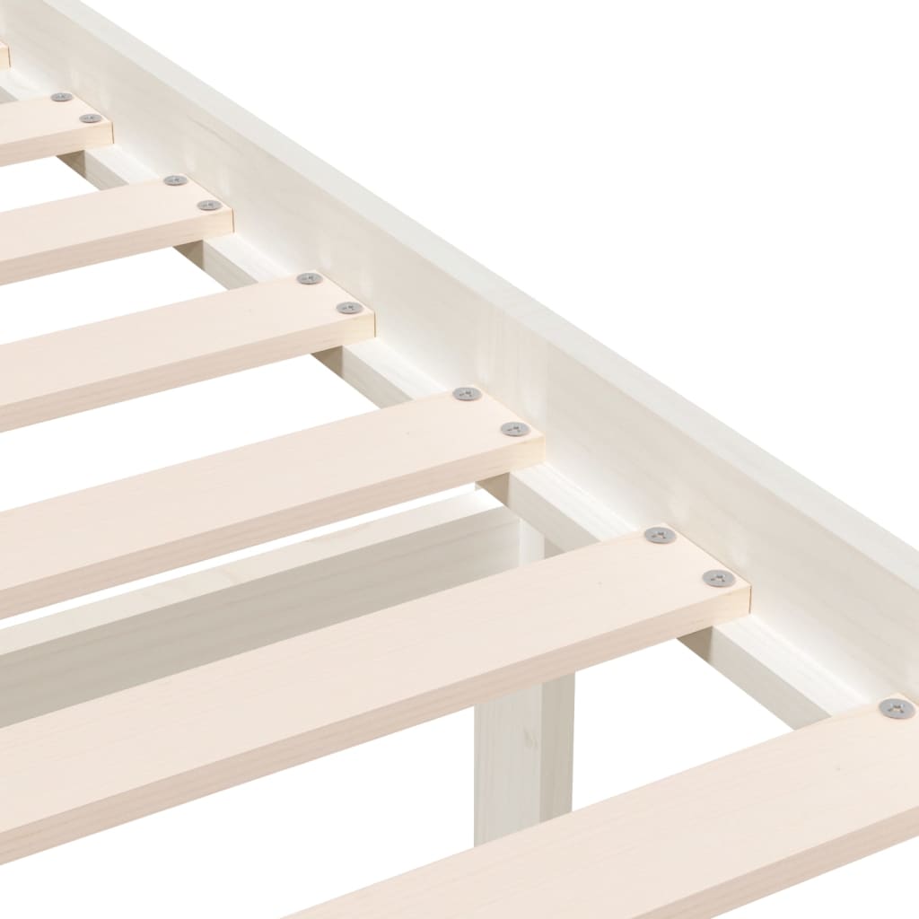 Estrutura cama pequena solteiro 75x190 cm madeira maciça branco - Image 6