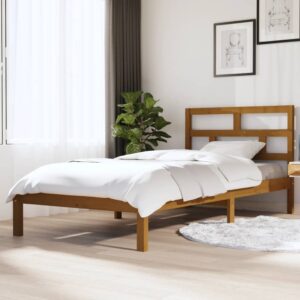 Estrutura de cama 100x200 cm madeira pinho maciço castanho mel