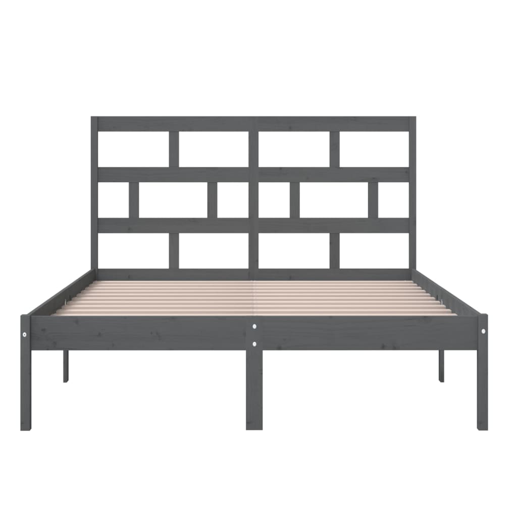 Estrutura de cama 120x200 cm madeira de pinho maciça cinzento - Image 3
