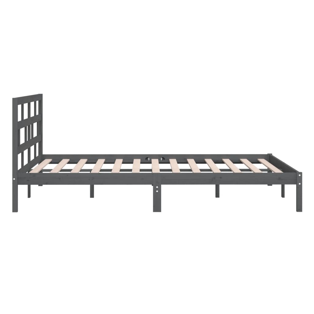 Estrutura de cama 120x200 cm madeira de pinho maciça cinzento - Image 4