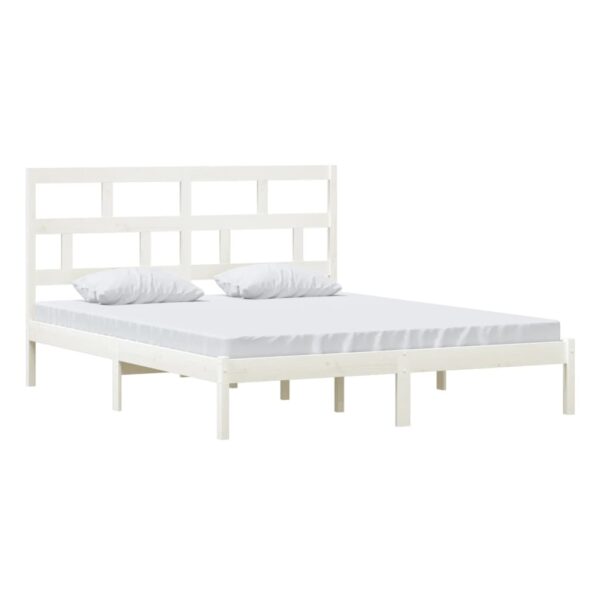 Estrutura de cama 160x200 cm madeira de pinho maciça branco - Image 2