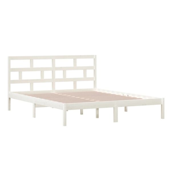 Estrutura de cama 160x200 cm madeira de pinho maciça branco - Image 3