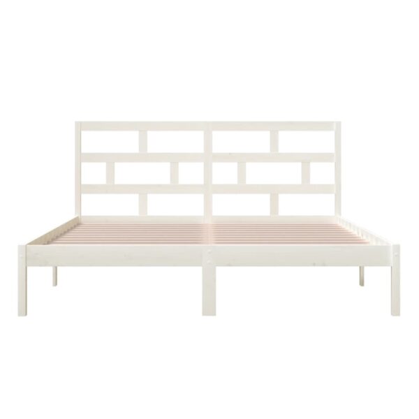 Estrutura de cama 160x200 cm madeira de pinho maciça branco - Image 4