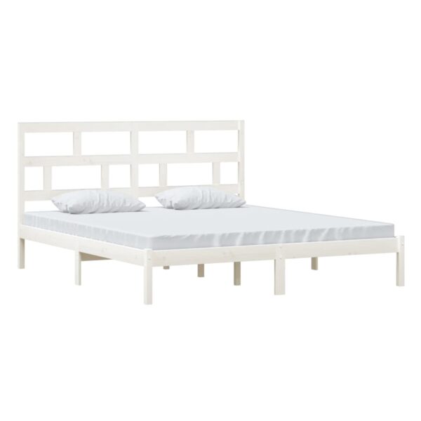 Estrutura de cama super king 180x200 cm madeira maciça branco - Image 2