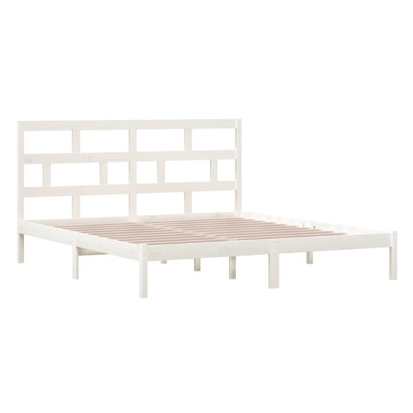 Estrutura de cama super king 180x200 cm madeira maciça branco - Image 3