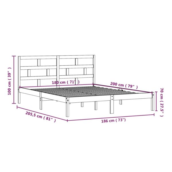 Estrutura de cama super king 180x200 cm madeira maciça branco - Image 9