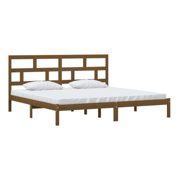 Estrutura de cama 200x200 cm pinho maciço castanho mel - Image 2