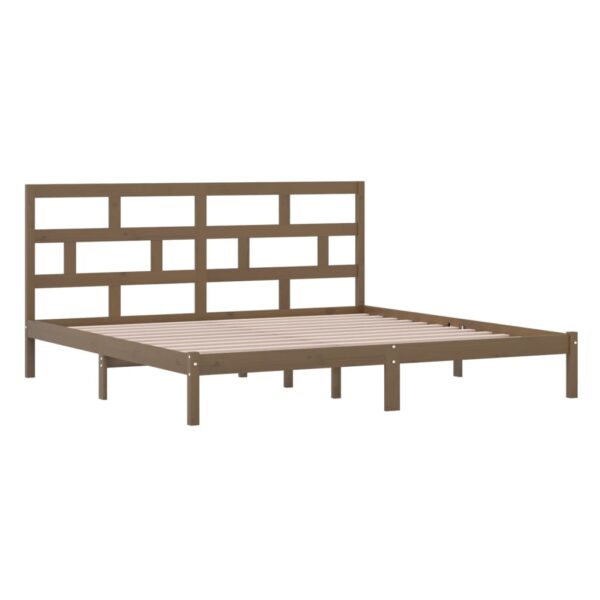 Estrutura de cama 200x200 cm pinho maciço castanho mel - Image 3