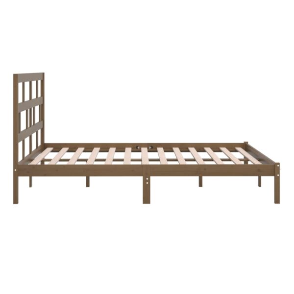 Estrutura de cama 200x200 cm pinho maciço castanho mel - Image 5