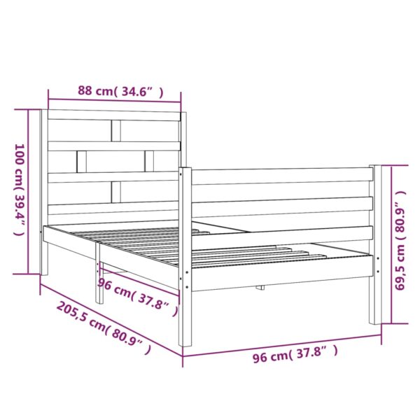 Estrutura de cama 90x200 cm madeira de pinho maciça branco - Image 8