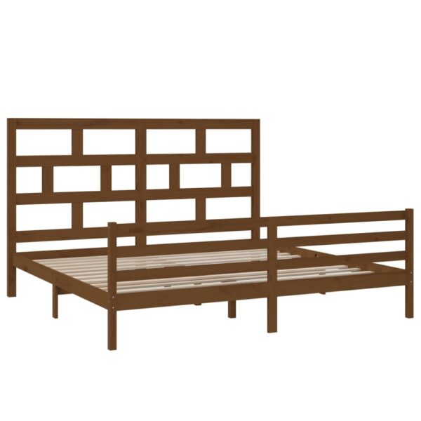 Estrutura cama 200x200 cm madeira de pinho maciça castanho-mel - Image 2