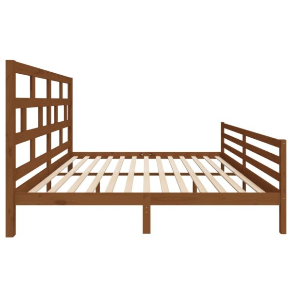 Estrutura cama 200x200 cm madeira de pinho maciça castanho-mel - Image 4
