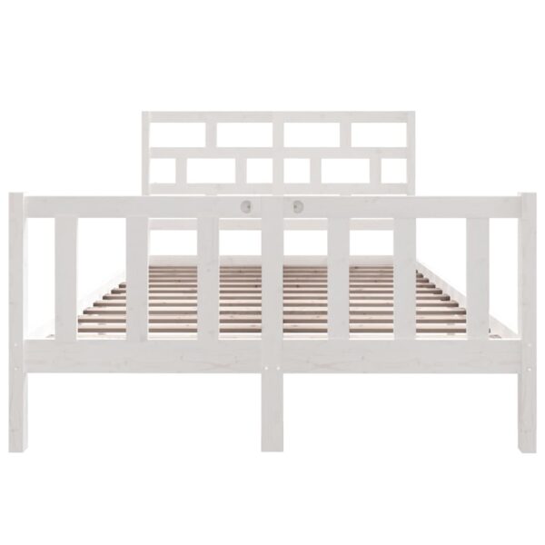 Estrutura de cama casal 135x190 cm pinho maciço branco - Image 3