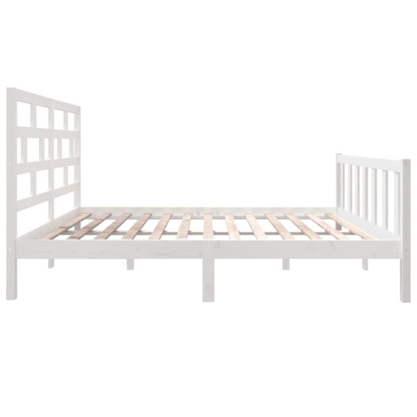 Estrutura de cama casal 135x190 cm pinho maciço branco - Image 4