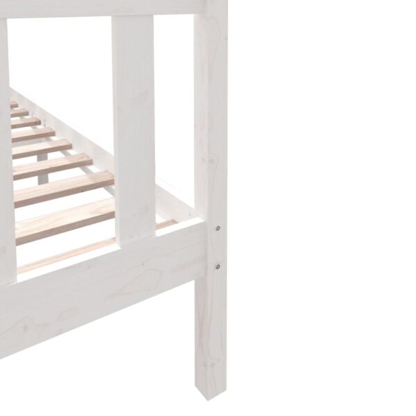 Estrutura de cama casal 135x190 cm pinho maciço branco - Image 6
