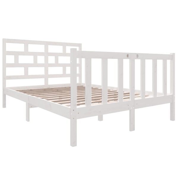 Estrutura de cama 140x190 cm madeira de pinho maciça branco - Image 2