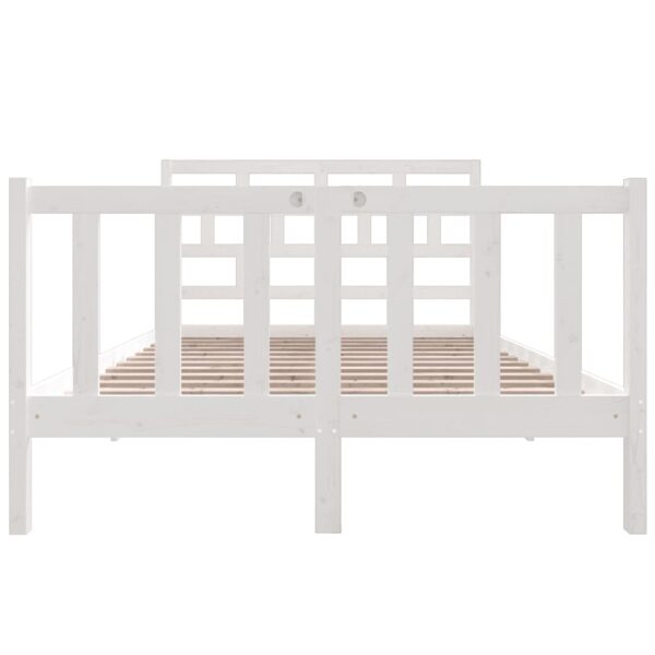 Estrutura de cama 140x190 cm madeira de pinho maciça branco - Image 3