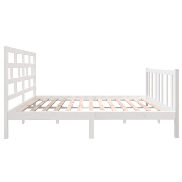 Estrutura de cama 140x190 cm madeira de pinho maciça branco - Image 4