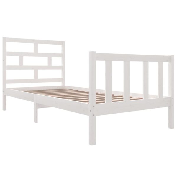 Estrutura de cama 90x200 cm madeira de pinho maciça branco - Image 2