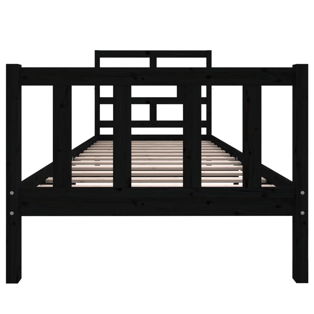 Estrutura de cama 90x200 cm madeira de pinho maciça preto - Image 3