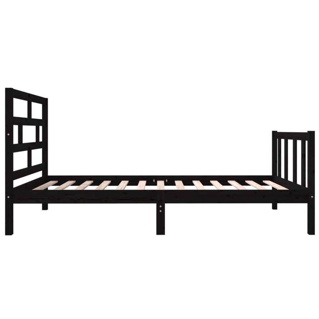 Estrutura de cama 90x200 cm madeira de pinho maciça preto - Image 4