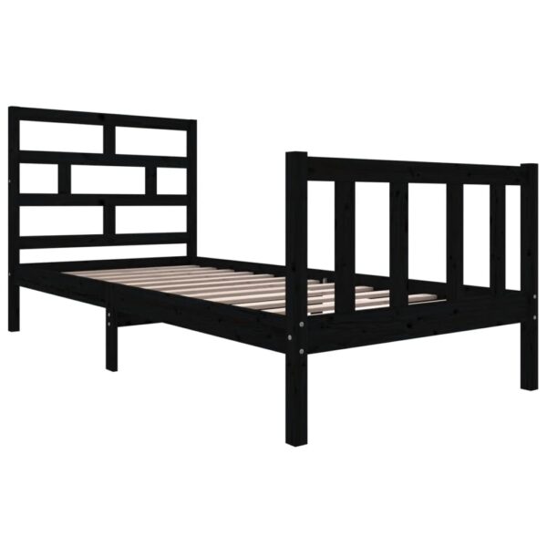 Estrutura de cama 100x200 cm madeira de pinho maciça preto - Image 2