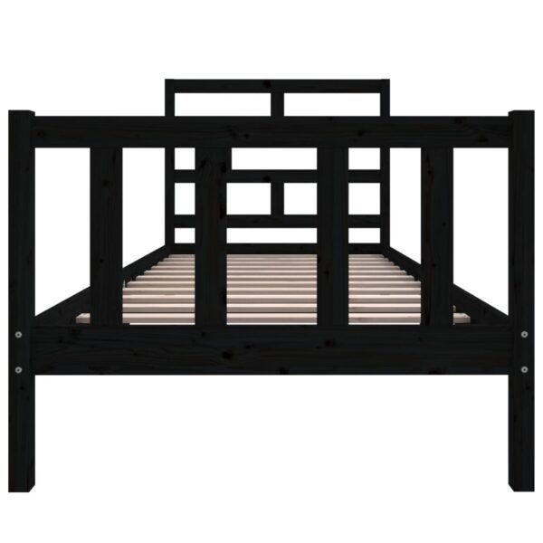 Estrutura de cama 100x200 cm madeira de pinho maciça preto - Image 3