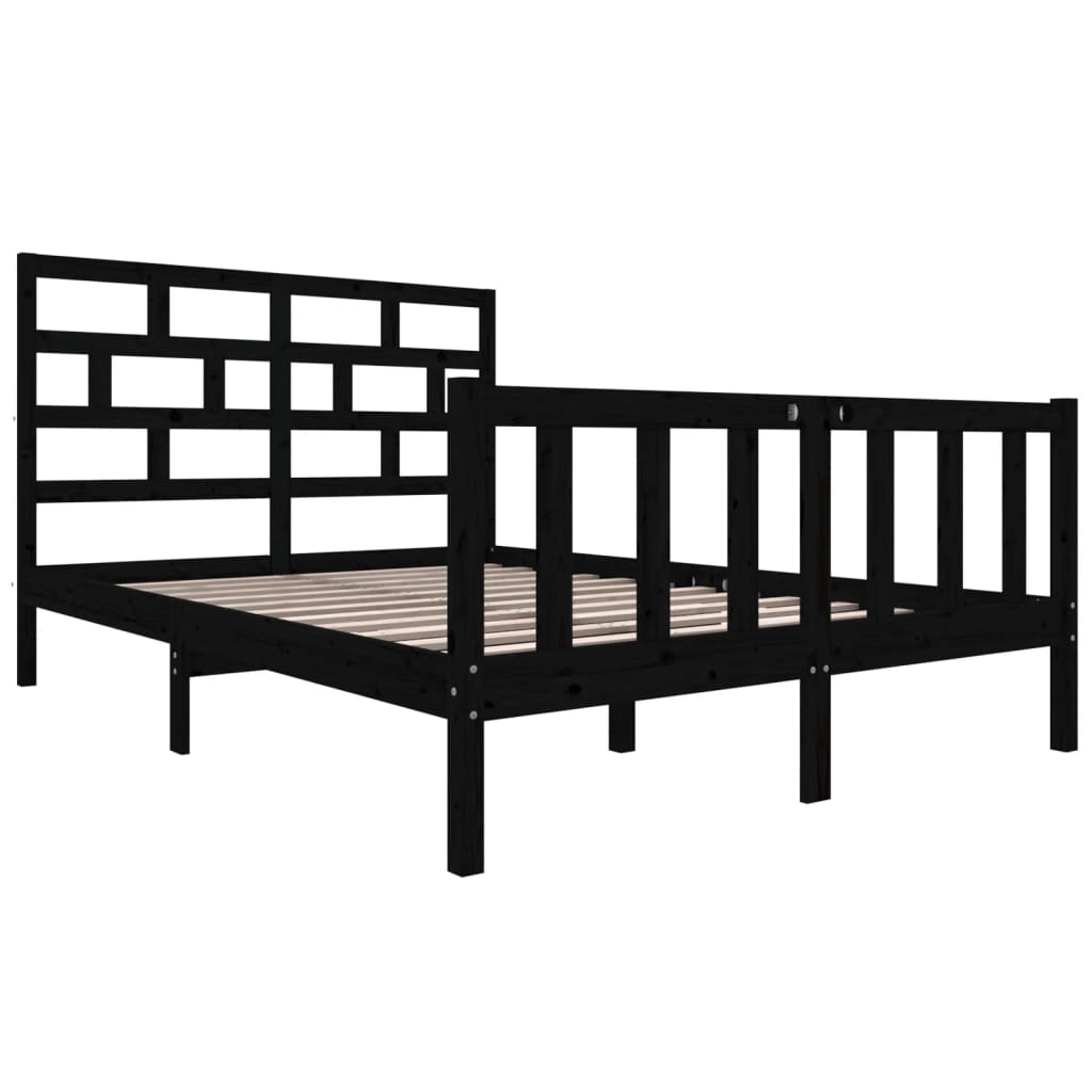 Estrutura de cama 120x200 cm madeira de pinho maciça preto - Image 2