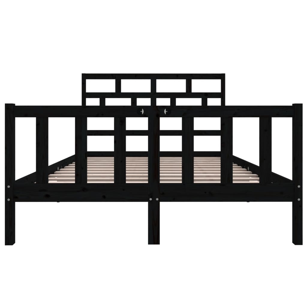 Estrutura de cama 120x200 cm madeira de pinho maciça preto - Image 3