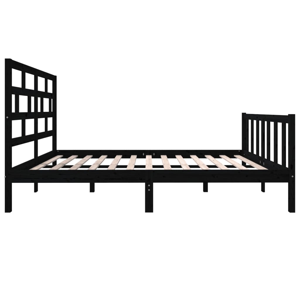 Estrutura de cama 120x200 cm madeira de pinho maciça preto - Image 4