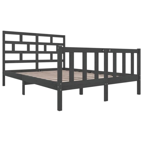 Estrutura de cama king 150x200 cm pinho maciço cinzento - Image 2