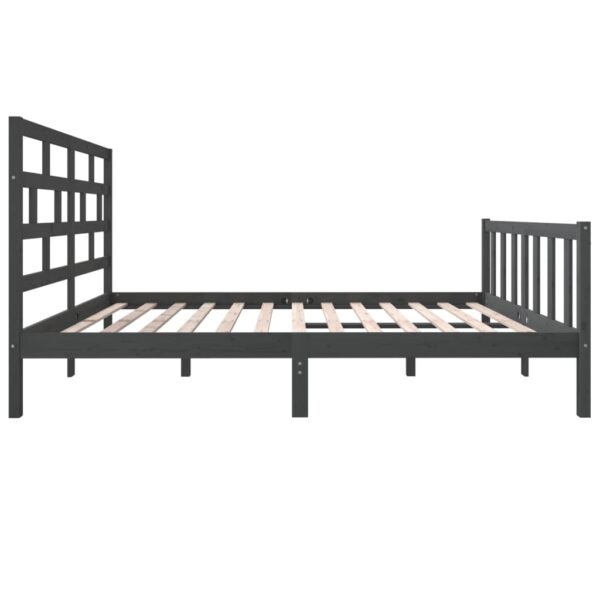 Estrutura de cama king 150x200 cm pinho maciço cinzento - Image 4