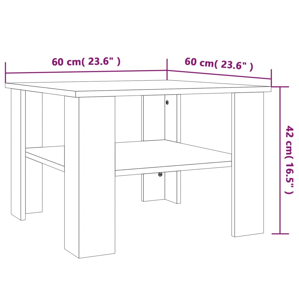 Mesa de centro 60x60x42 cm derivados de madeira cinzento sonoma - Image 5