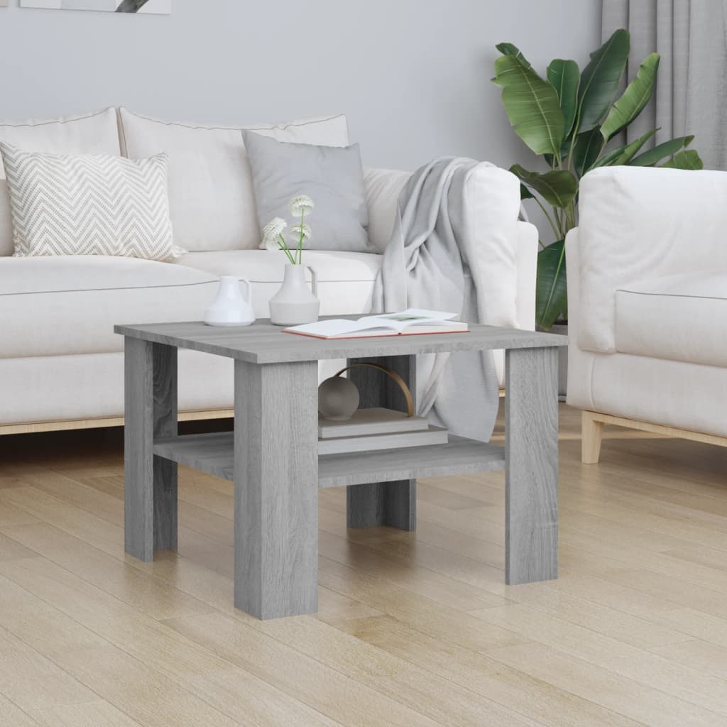 Mesa de centro 60x60x42 cm derivados de madeira cinzento sonoma
