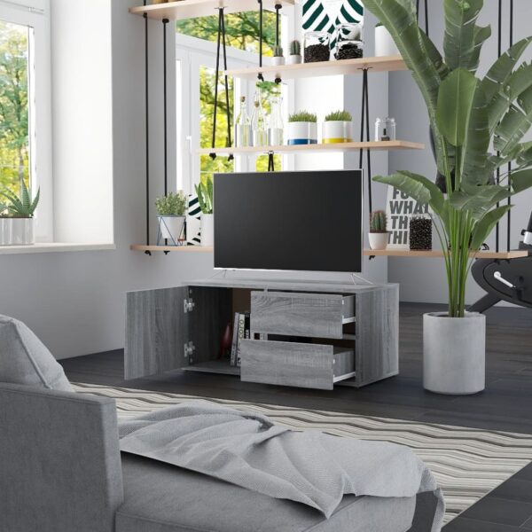 Móvel de TV 80x34x36 cm derivados de madeira cinzento sonoma - Image 2