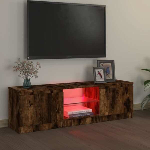 Móvel de TV com luzes LED 120x30x35,5 cm carvalho fumado - Image 2