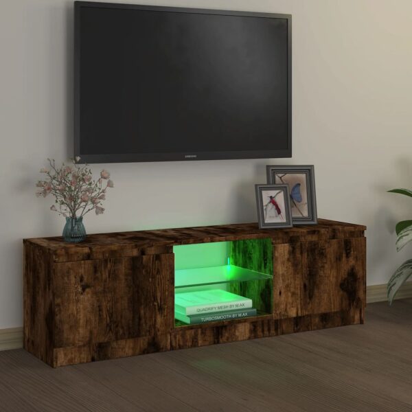 Móvel de TV com luzes LED 120x30x35,5 cm carvalho fumado - Image 3