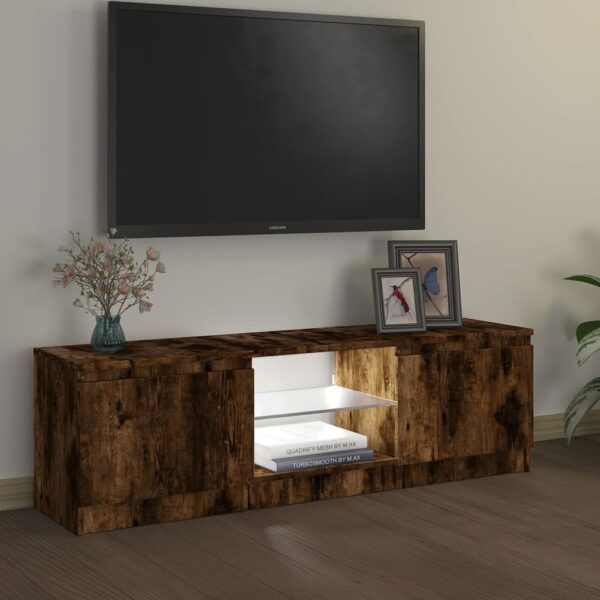 Móvel de TV com luzes LED 120x30x35,5 cm carvalho fumado - Image 4