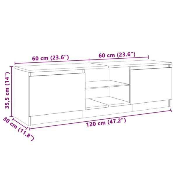 Móvel de TV com luzes LED 120x30x35,5 cm carvalho fumado - Image 9