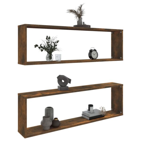Prateleiras cubo 2pcs 100x15x30 deriv. madeira carvalho fumado - Image 7
