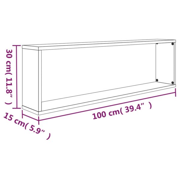 Prateleiras cubo 2pcs 100x15x30 deriv. madeira carvalho fumado - Image 9