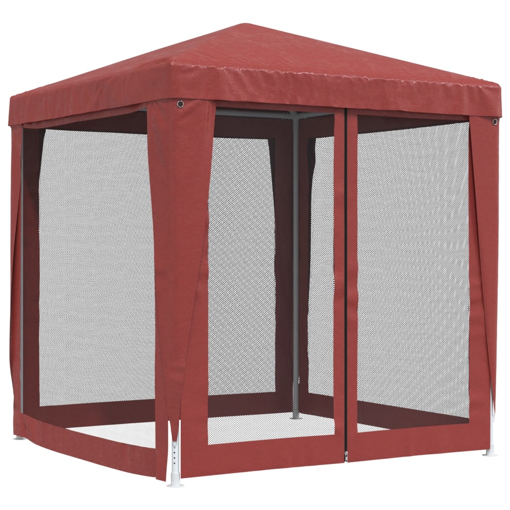 Tenda p/ festas c/ 4 paredes laterais rede 2x2 m PEAD vermelho - Image 4