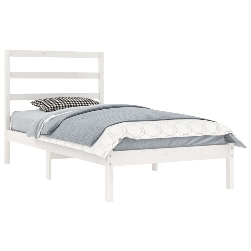 Cama sem colchão 90x200 cm madeira de pinho maciça branco - Image 2